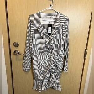 NWT Veronica Beard Kai Striped Blue & White Ruffle Dress